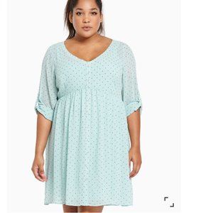 TORRID MINT DOT PRINT CHIFFON SHIRT DRESS